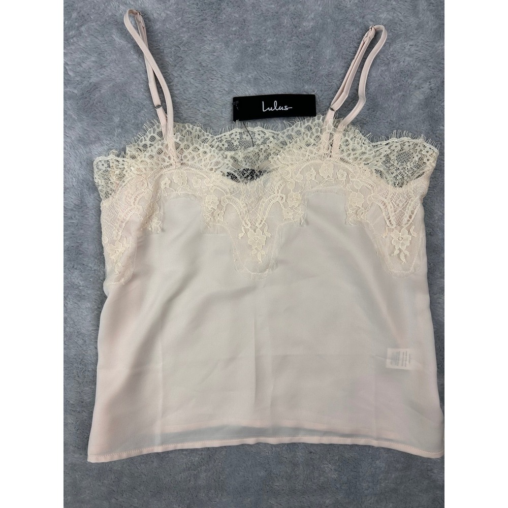 NWT Lulus Lace‎ Trim Cami Top Adjustable Straps Sleeveless Blouse Women's
